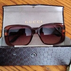 Gucci Brown Oversized Women's, Unisex,  Sunglasses